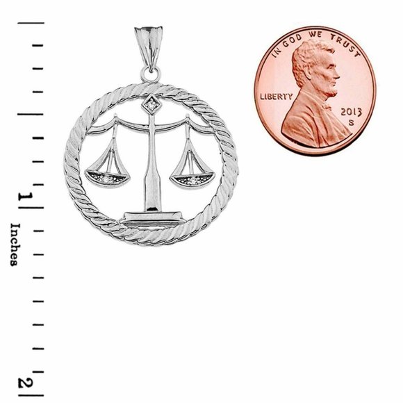10k Real Gold Diamond Scales of Justice Pendant